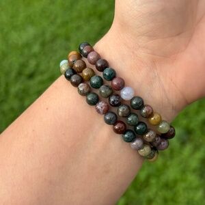 Crystal Beaded Bracelet Moss Agate
